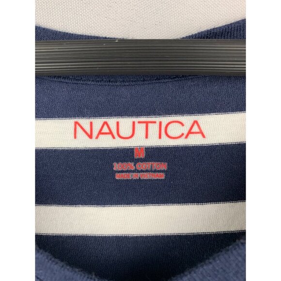 Nautica Womens Navy & White Striped Cotton V-Neck T-Shirt M - Picture 4 of 4